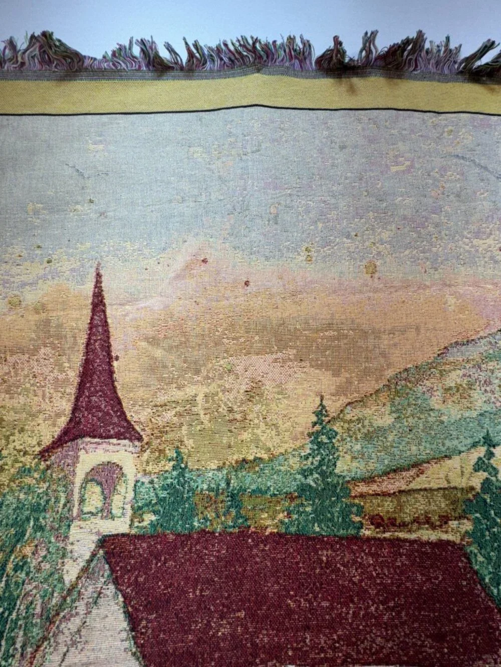 Caring Keepsakes Amazing Grace Rustic Scenery Tapestry Throw Blanket Fringe Trim